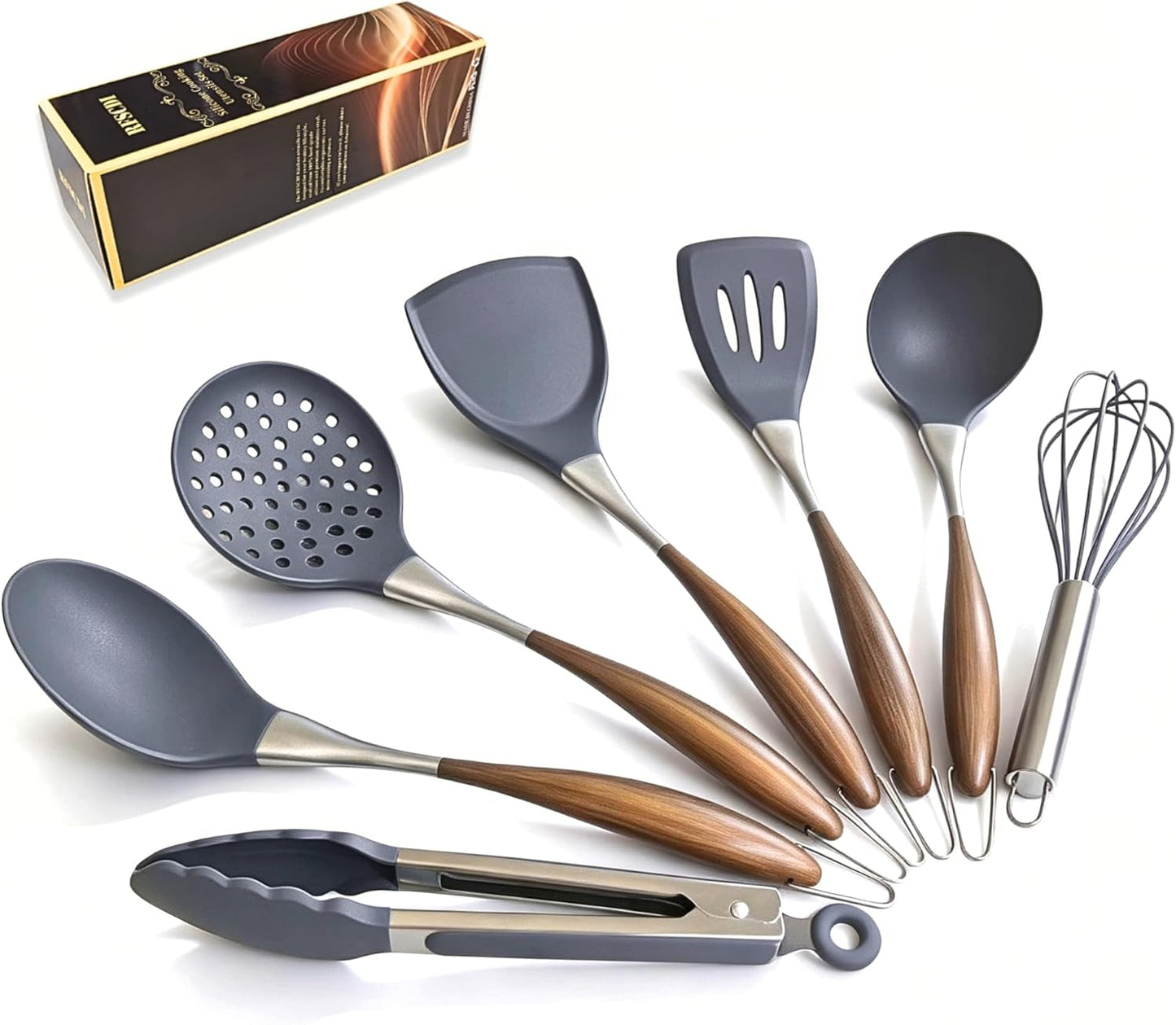 White Silicone Cooking Utensils Set-Non-Toxic, Heat Resistant, BPA Free Kitchen Utensils Set with Spatula, Spoon, Whisk & Tongs-Non-Stick& Dishwasher Safe for Nonstick Cookware
