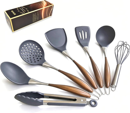 White Silicone Cooking Utensils Set-Non-Toxic, Heat Resistant, BPA Free Kitchen Utensils Set with Spatula, Spoon, Whisk & Tongs-Non-Stick& Dishwasher Safe for Nonstick Cookware