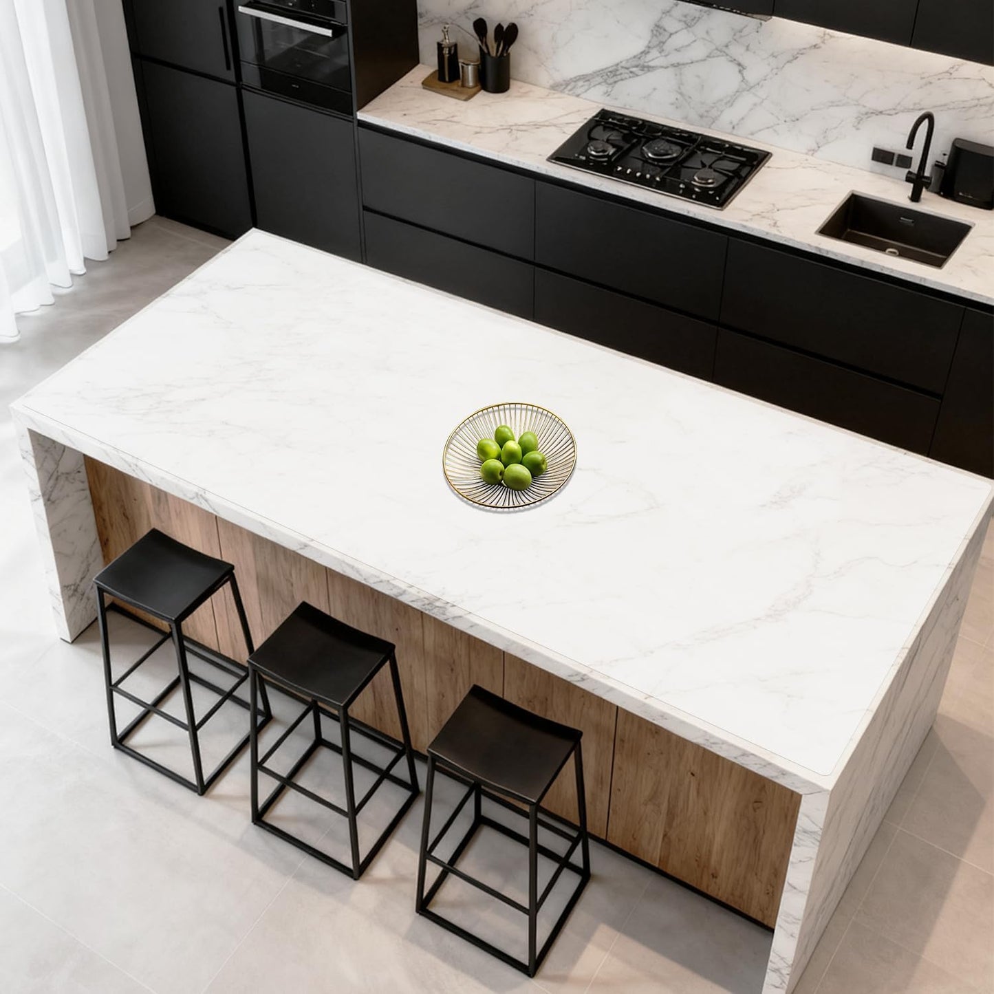 47.2"x23.6"(120cmx60cm) Large Silicone Mat for Kitchen Counter, Non-Slip Heat Resistant Countertop Protector, Waterproof Multipurpose Mat for Kitchen Island, Black