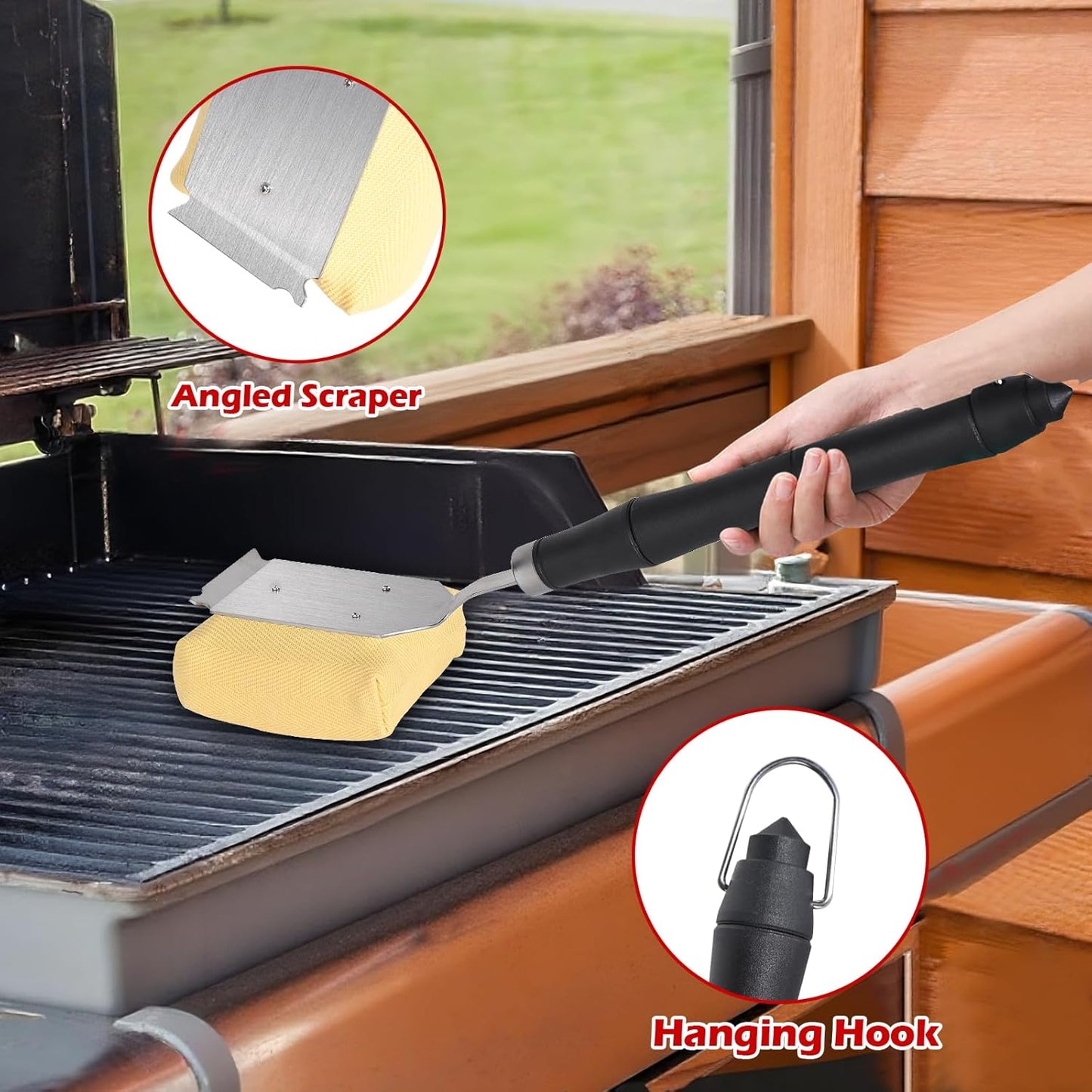 Grill Brush for Outdoor Grill -Steam Grill Brush Bristle Free for Cast Iron/Stainless Grates，BBQ Cleaner Brush with Durable Scraper，Safe Grill Cleaner Brush, Gifts for Men/Dad