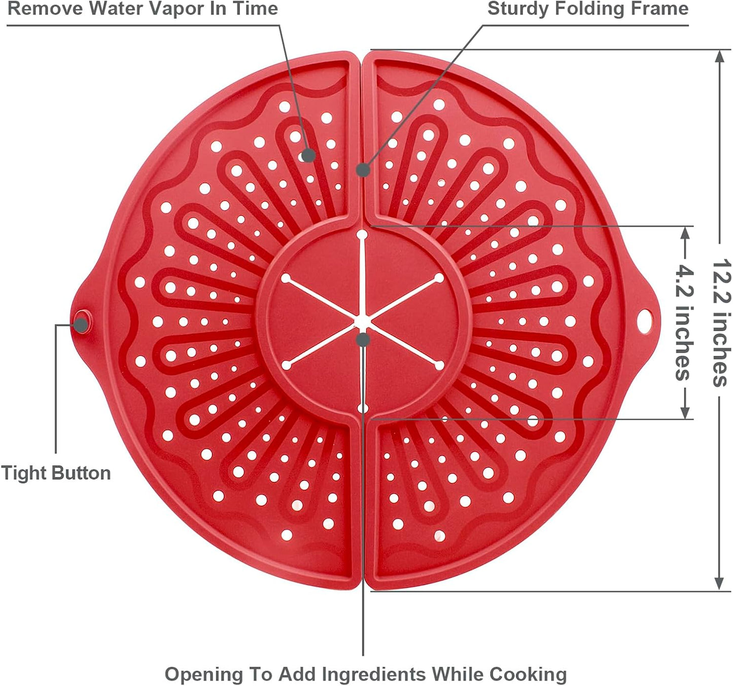 Foldable Silicone Splatter Screen for 10-12" Pans, BPA-Free, Gray | Foldable Splash Guard, Multi-Use Grease Splatter Guard/Trivet Mat,Non-Stick Oil Splatter Guard, Dishwasher Safe