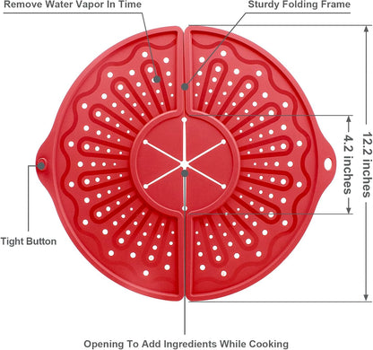 Foldable Silicone Splatter Screen for 10-12" Pans, BPA-Free, Gray | Foldable Splash Guard, Multi-Use Grease Splatter Guard/Trivet Mat,Non-Stick Oil Splatter Guard, Dishwasher Safe