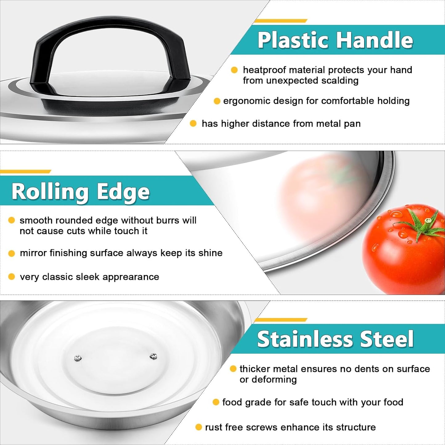 HaSteeL Cheese Melting Dome Set of 2, 12 Inch Round Basting Cover Metal Steam Cover, Stainless Steel Griddle Accessories for Flat Top Grill/Outdoor BBQ/Kitchen Cooking
