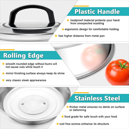 HaSteeL Cheese Melting Dome Set of 2, 12 Inch Round Basting Cover Metal Steam Cover, Stainless Steel Griddle Accessories for Flat Top Grill/Outdoor BBQ/Kitchen Cooking