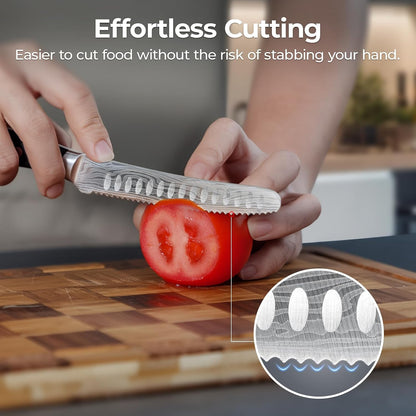 CoquusAid 5 inch Kitchen Utility Knife, Serrated Blade Tomato Knife