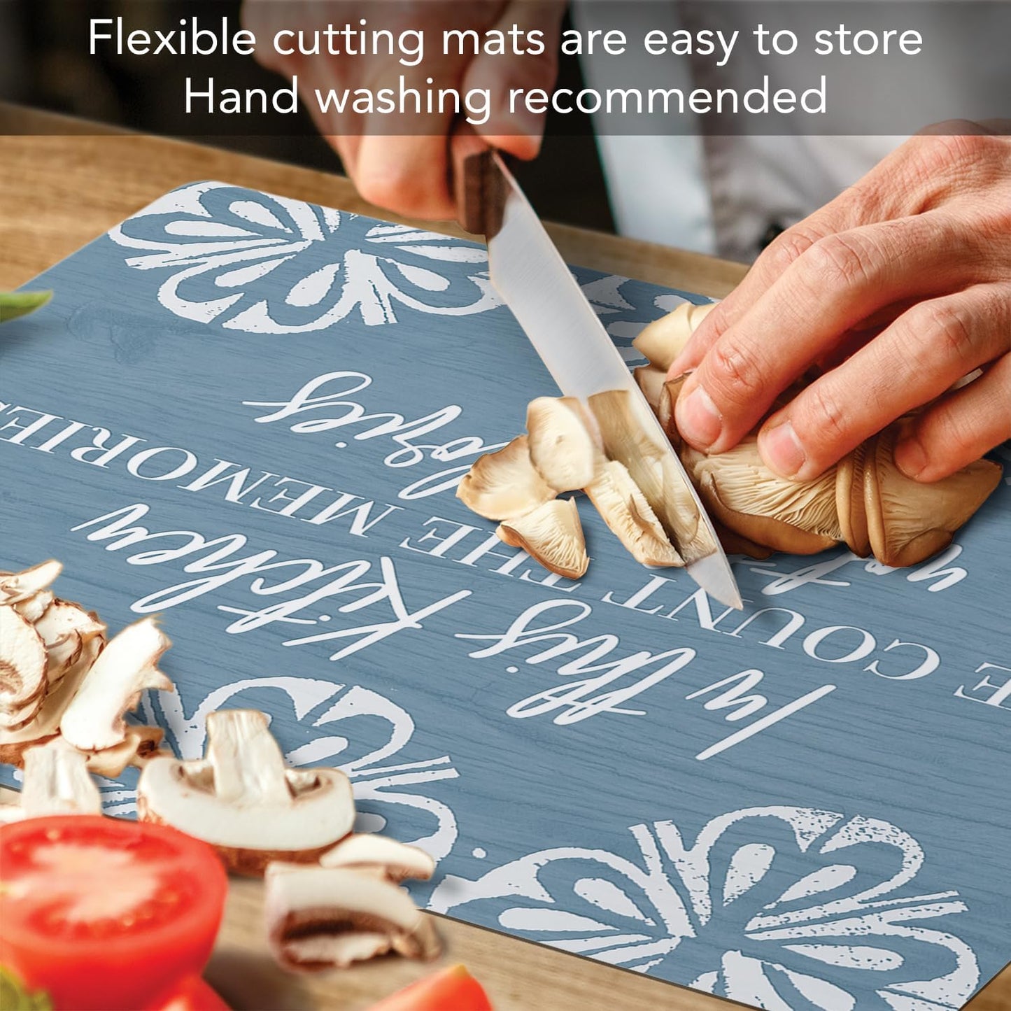Cut N' Funnel Eat Fresh Designer Flexible Cutting Board Mat 15" x 11.5" Made in the USA Decorative Flexible Easy to Clean