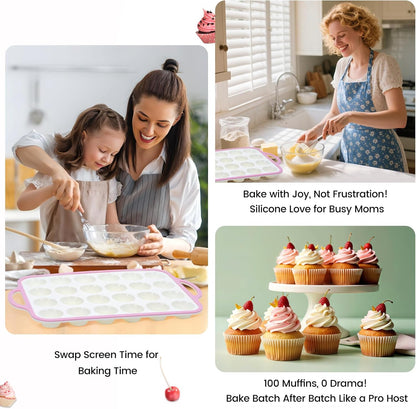 Silicone Muffin Pans for Baking 2 Pack, 2.6 Inch with Metal Reinforced Frame, Regular Size Nonstick Cupcake Pan 12 Cups for Baking Homemade Muffins, Dishwasher Safe BPA Free-Blue