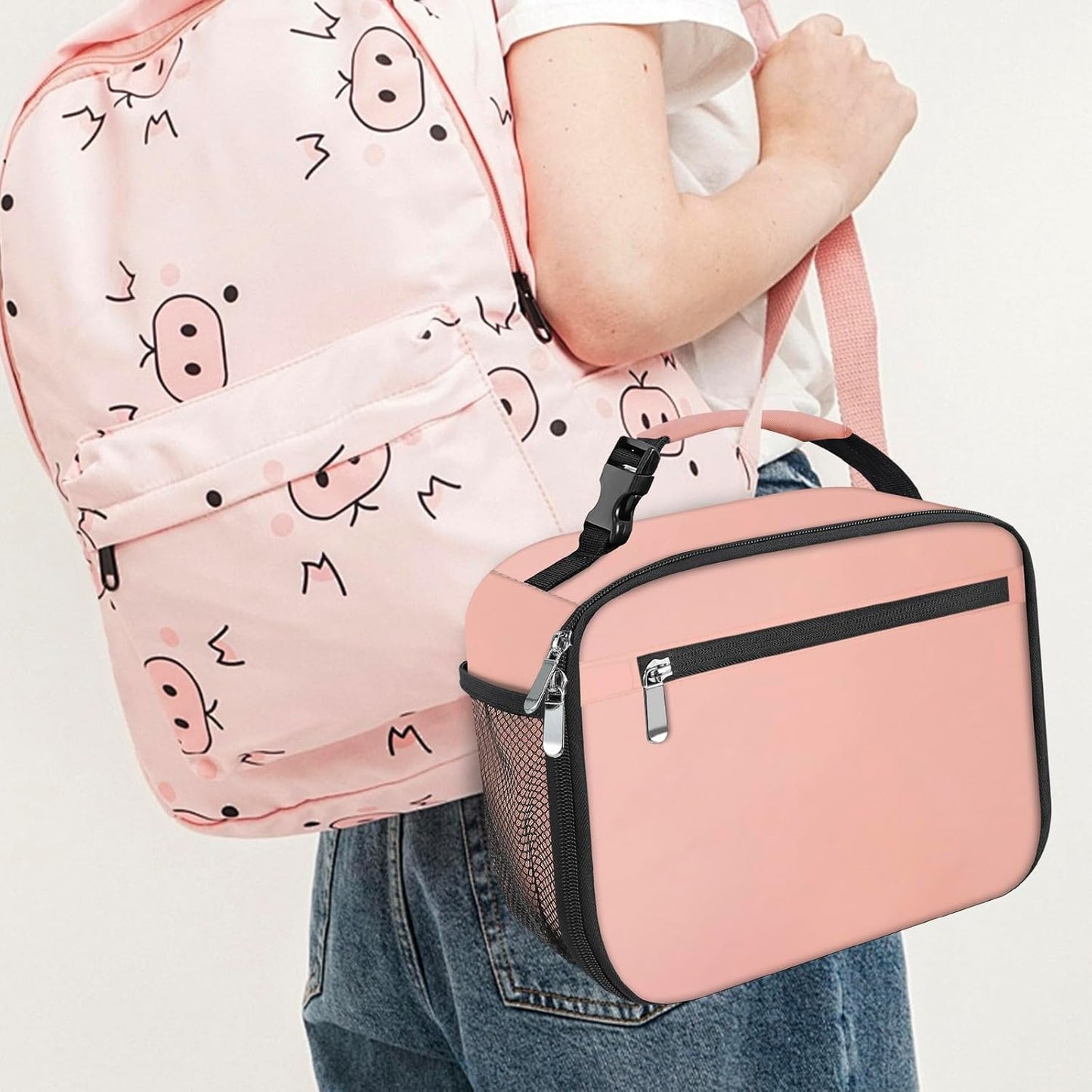 Kids Lunch Box for Boys Girls Lunch Bag Insulated Durable Lunchbox Children Lunch Tote Bag for School Black