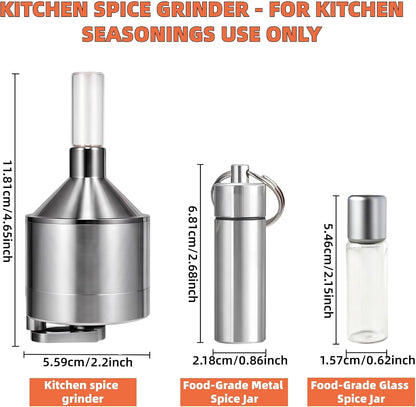 Silver Spice Grinder - Manual Spice Grinder for Home Kitchen Use