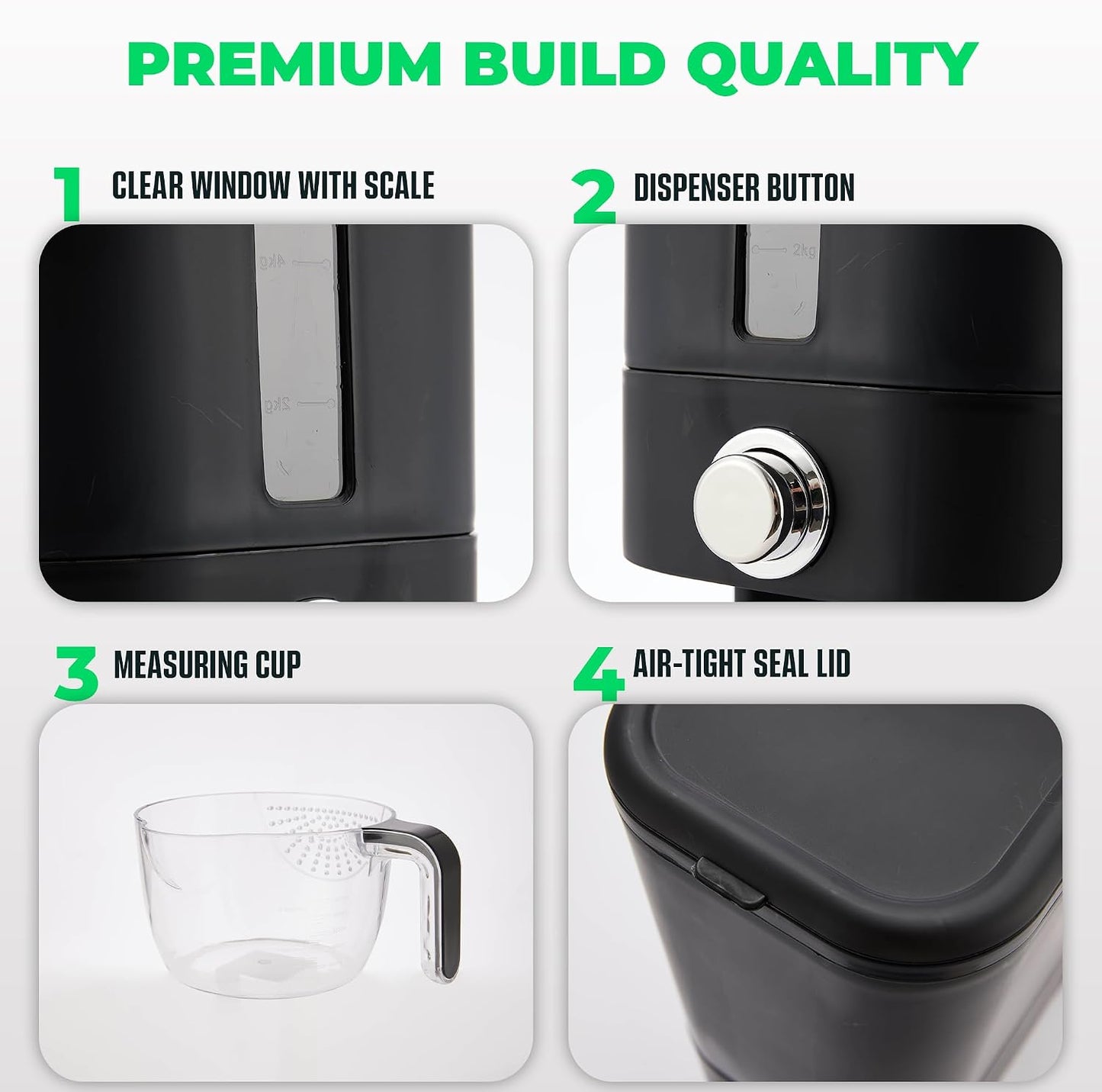 Rice Dispenser 25 lbs I Rice Storage Container 25 lbs with Sponge, Scoop & Measuring Cup I Airtight Rice Container with Lid I Best Food Dispenser Rice Bucket I Cereal Dispenser for Pantry