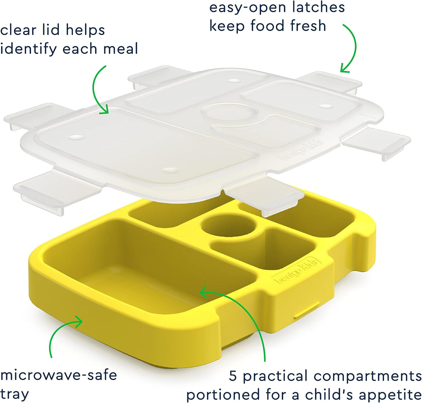 Bentgo® Kids Prints Tray with Transparent Cover - Reusable, BPA-Free, 5-Compartment Meal Prep Container with Built-In Portion Control for Healthy Meals At Home & On the Go (Mermaids in the Sea)