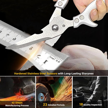 Heavy Duty Kitchen Shears, Food Grade Stainless Steel Scissors Design for Butchering Meats and Cutting Poultry Bones