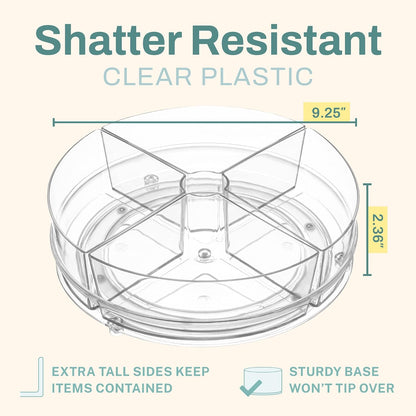 Home Intuition Round Plastic Lazy Susan Turntable Food Storage Container for Kitchen (5 Removable Bin, 2 Pack)