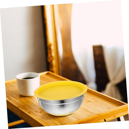 Cabilock 4pcs Non- Stainless Steel Mixing Bowl Base Deep Round Salad and Soup Bowls Mixed Colors for Fruits Vegetables and More