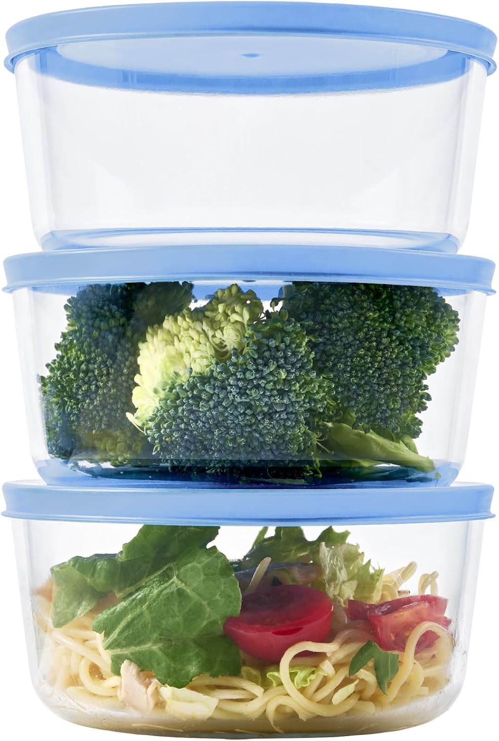 6-Piece Glass Food Storage Containers Set (3 Containers + 3 BPA-Free Lids) | 2-Cup, Leakproof | Microwave, Freezer, Oven & Dishwasher Safe | Ideal for Meal Prep & Pantry Organization, Pistachio
