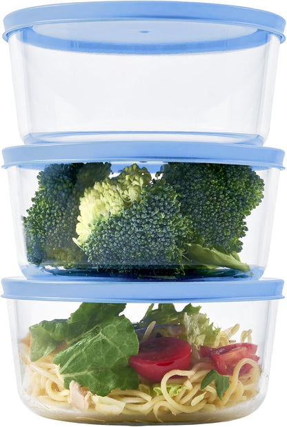 6-Piece Glass Food Storage Containers Set (3 Containers + 3 BPA-Free Lids) | 2-Cup, Leakproof | Microwave, Freezer, Oven & Dishwasher Safe | Ideal for Meal Prep & Pantry Organization, Pistachio