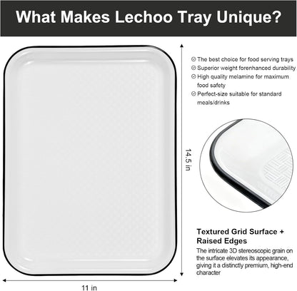 2pcs Melamine Serving Trays Set Two Tone 14.5" x 11" Large White Black Reusable Serving Platters for Cookie, Appetizer, Snack, Dessert, Party Food Display, Rectangular Party Trays and Platters