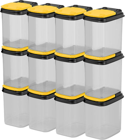 Buddeez Multi-Purpose Hardware Storage Bins Bits and Bolts Small Storage Containers, Hardware Organizers, Clear Containers With Blue Stackable Lids, Bolt and Screw Organizer (1 Quart - 8 Pack)