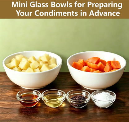 stablerice 8 PCS Small Glass Bowls, 2.5oz Mini Glass Prep Bowls for Salt Spices, Dip, Sauce, Condiment Cups, Pinch Bowl Set Stackable, Dishwasher Microwave Safe (1.5, oz)