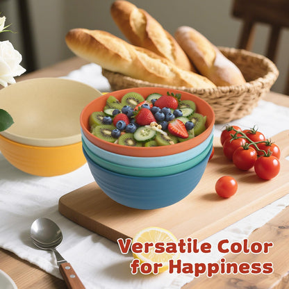 Wrova Wheat Straw Bowls for Kitchen set of 6,Anti-Scald Thick Soup Bowls 40oz,Microwave and Dishwasher Safe Bowl Sets, Unbreakable Cereal Bowl Sets. Vibrant Series