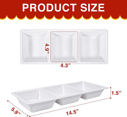 Blue Boat Divided Melamine Serving Platter Set of 3, Stackable, Easy to Clean, Dishwasher Safe, Housewarming Gift, All Seasons, Appetizer, Snack, Fruit, Cheese, Charcuterie (3, 14.5“ x 4.9“)