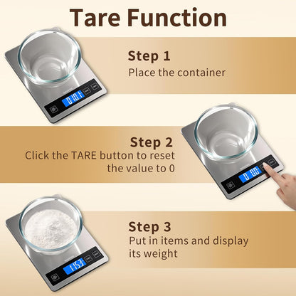 Food Scale, 33lb Kitchen Scale with 1g Precision, USB-C Rechargeable