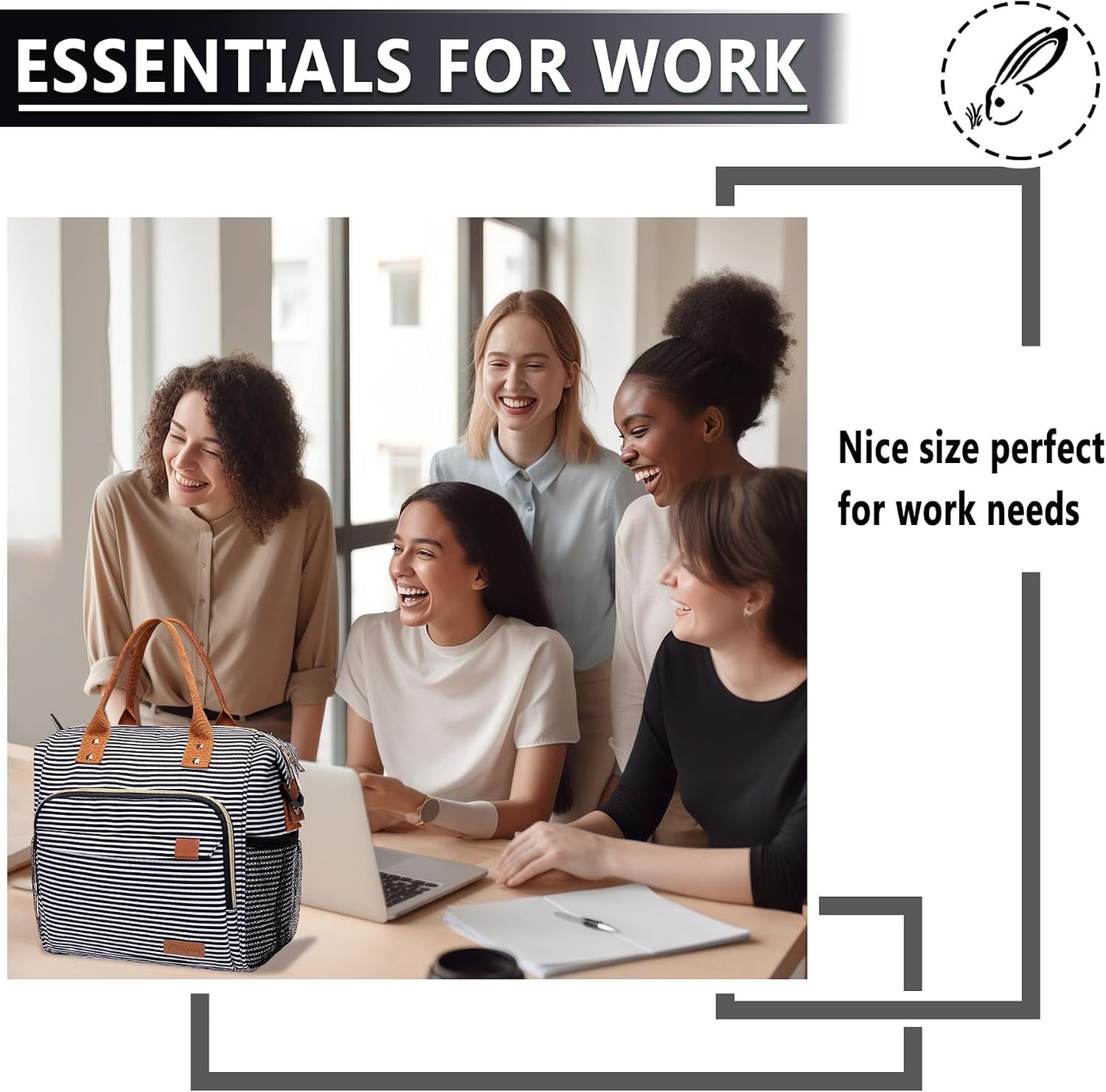 TuErCao Small Lunch Bag Lightweight Insulated Lunch Box for Women Work Portable Soft Cooler for Picnic Travel Road Trips, Loncheras para Mujer, Black