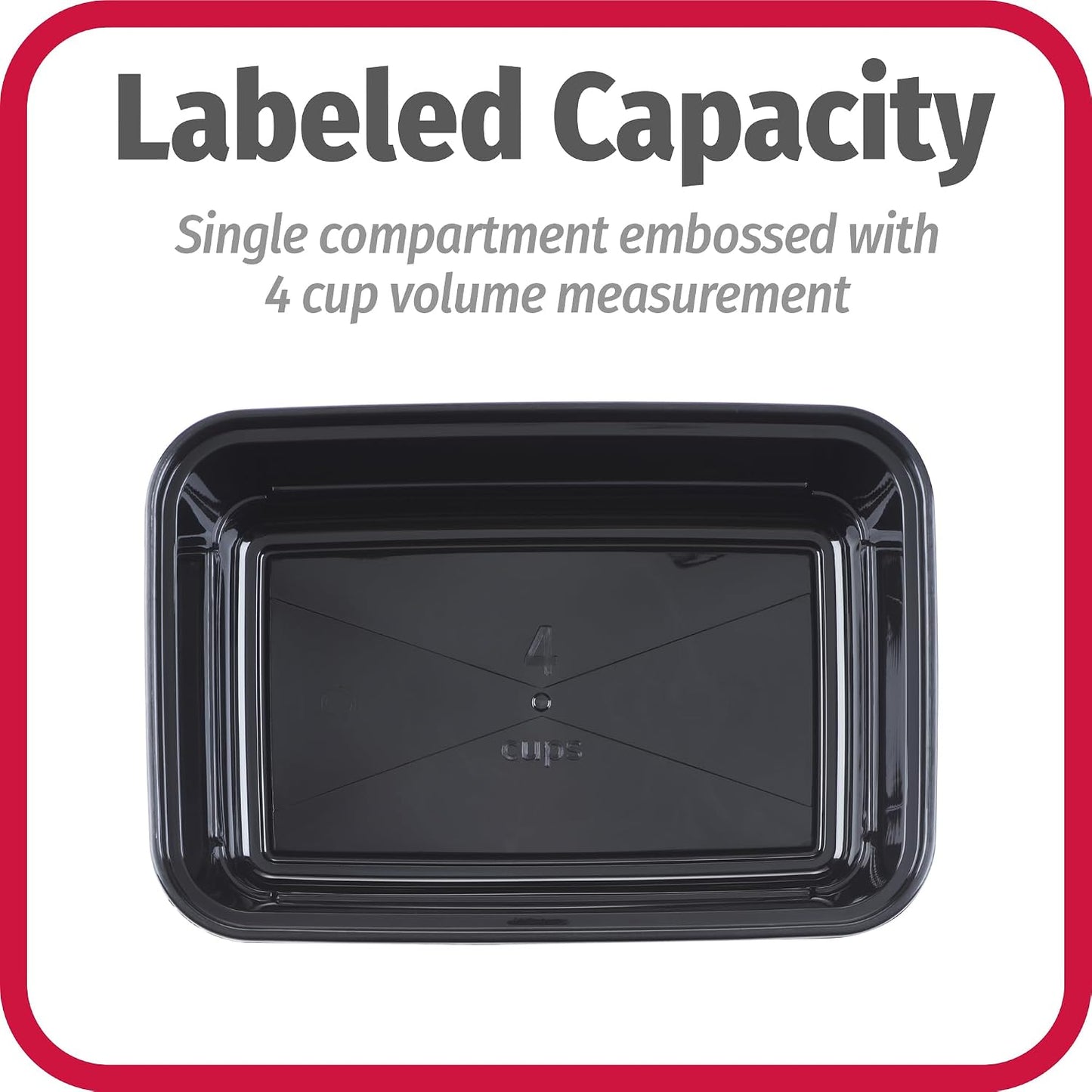 GoodCook Everyday Meal Prep 1‑Compartment Set with 50 Containers + 10 condiment cups with lids, made without BPA, Black