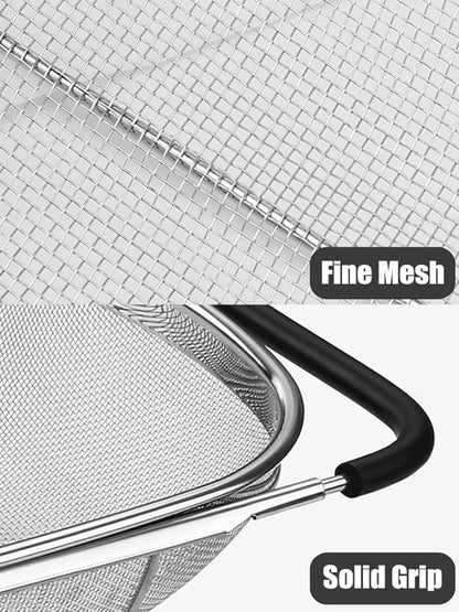 Professional-Grade Stainless Steel Colander – 6-Quart Over-Sink Expandable Strainer Basket with Non-Slip Silicone Handles, Fine Mesh Sieve for Draining Pasta, Washing Veggies, Rinsing Rice & More