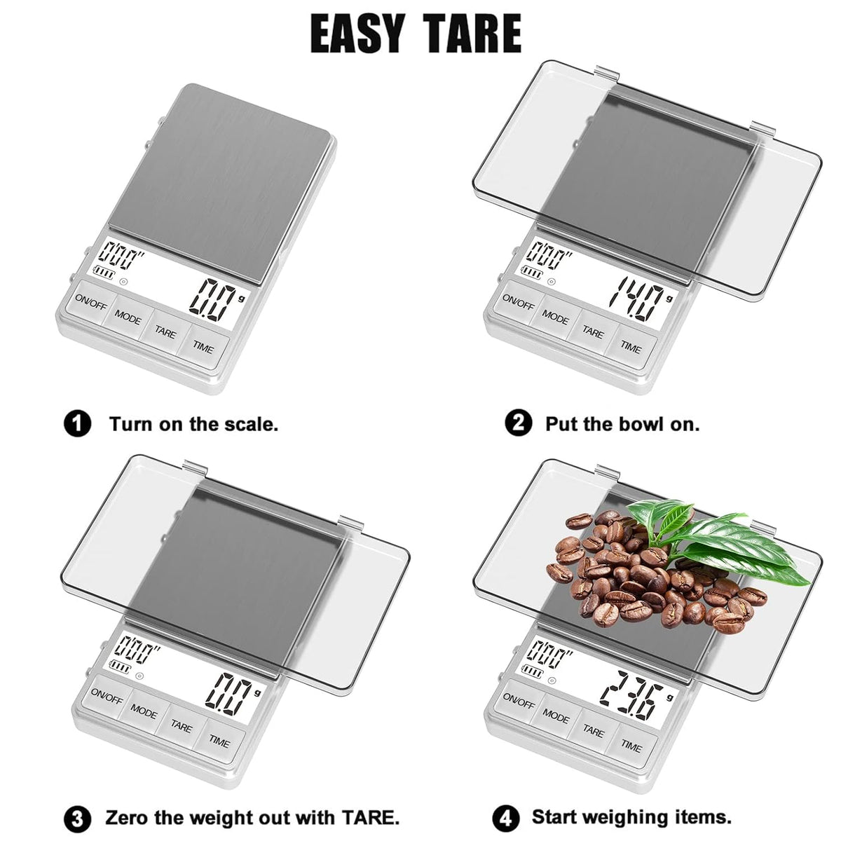 WEIGHTMAN Espresso Scale with Timer 1000g x 0.1g, Small Thin Coffee Scale