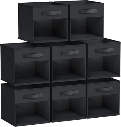 DIMJ Storage Cubes, 11x 11 inch Cube Storage Bin, 6 Pack Closet organizers and storage Bins with Window, Collapsible Baskets with Handle for Shelves, Clothes, Toys, Books (Grey)