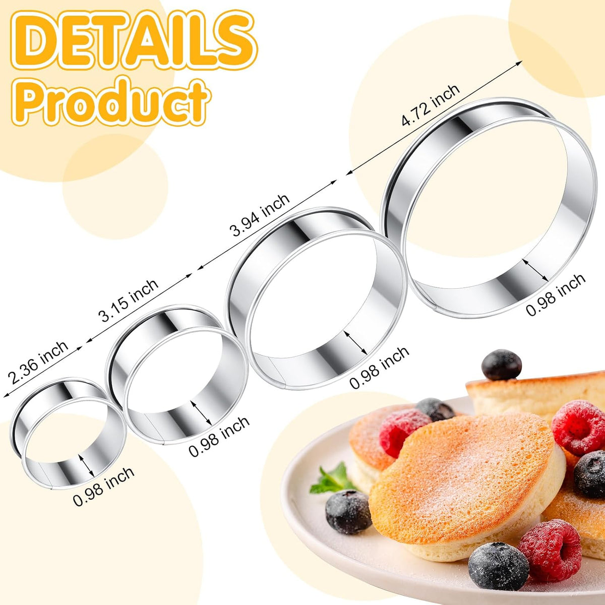 Boao 16 Pcs Cookie Rings for Baking English Muffin Ring Egg Mold, 3 Inch