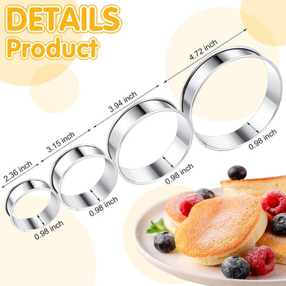 Boao 16 Pcs Cookie Rings for Baking English Muffin Ring Egg Mold, 3 Inch