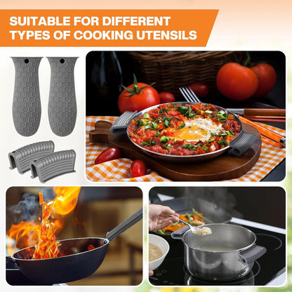 Patelai 8Pcs Silicone Cast Iron Handle Cover,Black