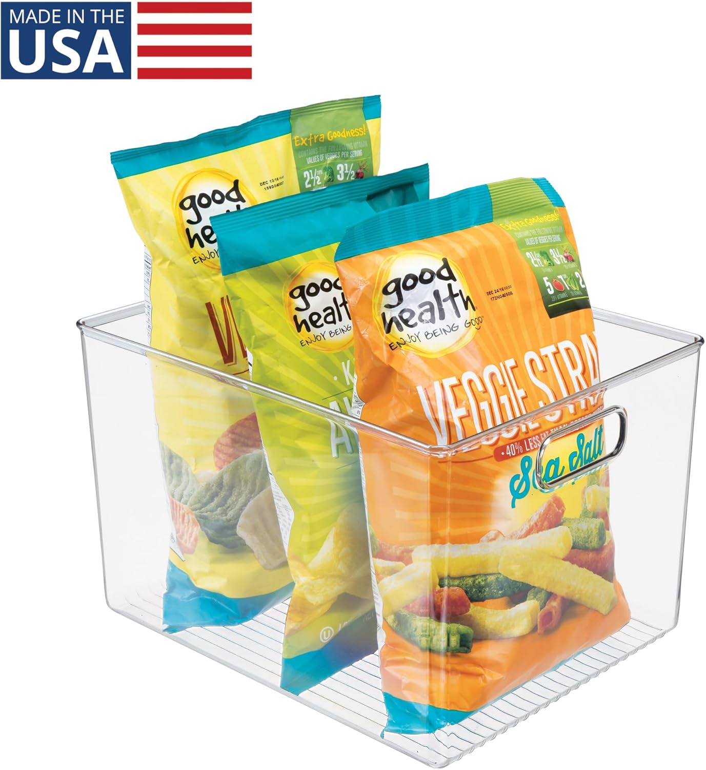 iDesign Storage Bin with Handles, 12" x 10" x 8", Clear | For Kitchen, Pantry, Cabinet, Nursery, Crafts