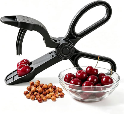 JAYVAR Cherry Pitter Tool with Scissor Handle, Dual-Hole Design