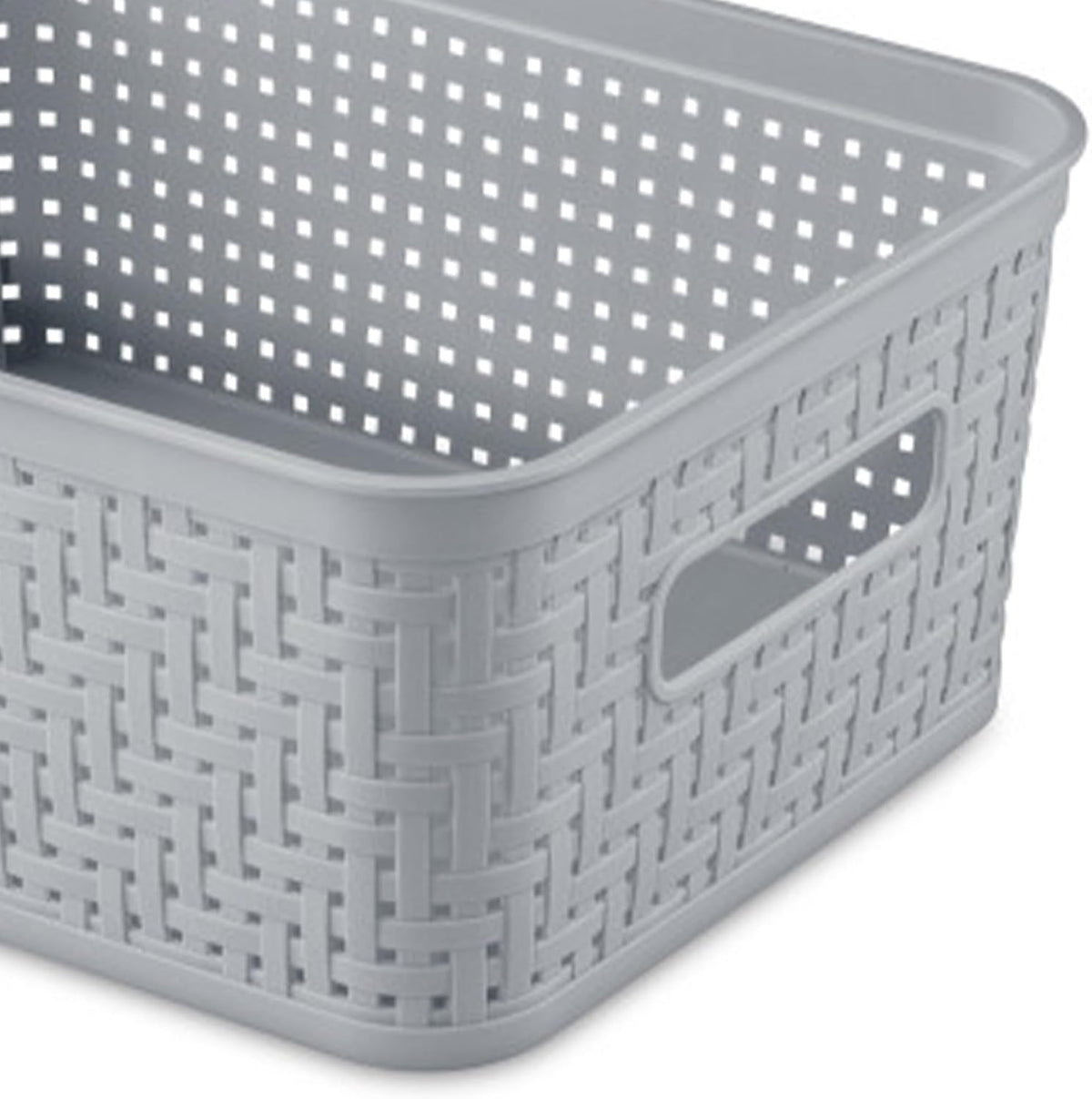 Sterilite 6-Pack Tall Basket, Woven Plastic Storage Baskets for Organization, Cement - Organizing Bin Containers with Handles for Bedroom, Bathroom, Dorm, and Closet