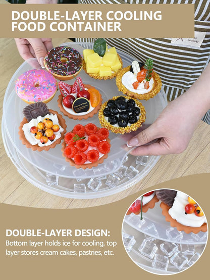 Artcome 2 Pack 12" Round Food Storage Container Set with Insulated Carrying Bag, Reusable Pizza Keeper with Divider, Stackable Pie Carrier for Pizza, Cake, Pastries & Leftovers