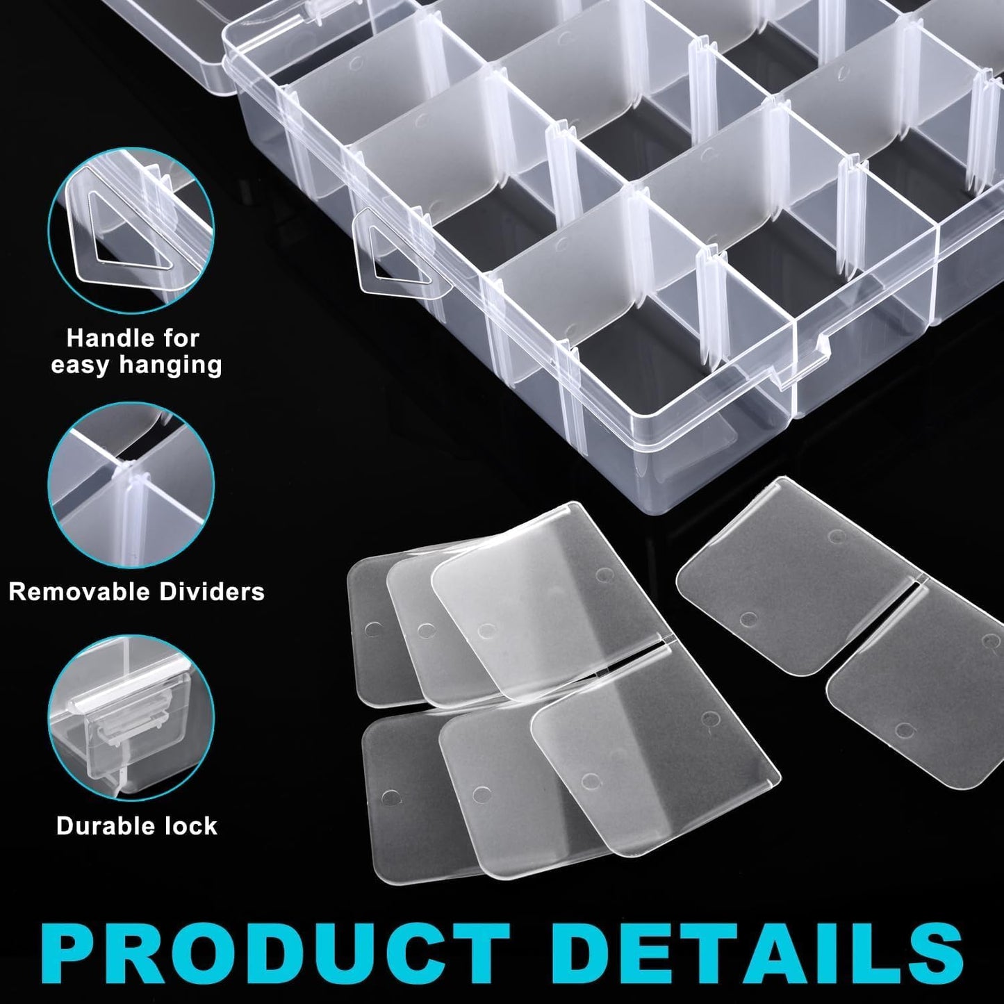 Clear Visible Plastic Storage Box with Removable Dividers, 36 Grids, Suitable for Jewelry, Screws Hardware Accessories Organizer, Crafts, Fishing Tackle