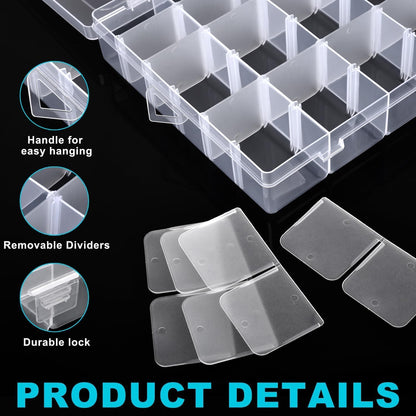 Clear Visible Plastic Storage Box with Removable Dividers, 36 Grids, Suitable for Jewelry, Screws Hardware Accessories Organizer, Crafts, Fishing Tackle