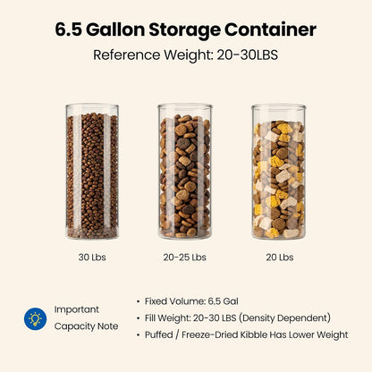 Dog Food Storage Container 20-25lbs, Airtight Pet Food Bin with Locking Lid & Clear Window, Collapsible Rolling Storage Container with Wheels and Scoop, Black