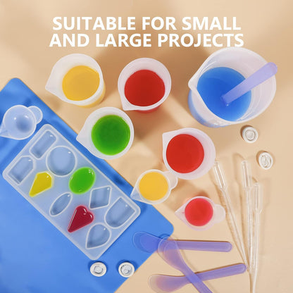 KISREL Silicone Measuring Cups for Resin, Resin Supplies with 600&100ml Cups, Resin Mixing Cups, Silicone Stir Sticks, Epoxy Mixing Cup