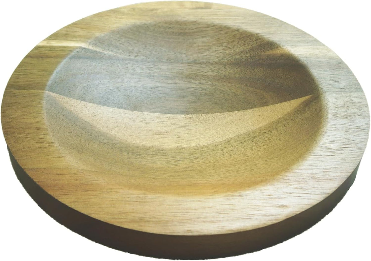 Mezzaluna Chopping Board,Double-sided Acacia Slicing/Serving Charcuterie Board, 8 inch Recessed Round Cutting Board For Efficient Mincing Nuts Veggies n Cheese