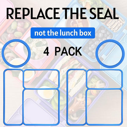 4 pack Lid Seal Gasket For OmieBox,Fit Seal Replacement for Kids Bento Box,Made from Food-Safe Silicone Rubber,Essential Lunch Bento Box Accessories for Kids,Ensures Leak-Proof Freshness(Blue&Purple)