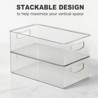 Heyuzb Set of 8 Clear Fridge Organizer Bins, Stackable Refrigerator Organizers and Storage for Fridge, Freezer, Pantry, BPA Free