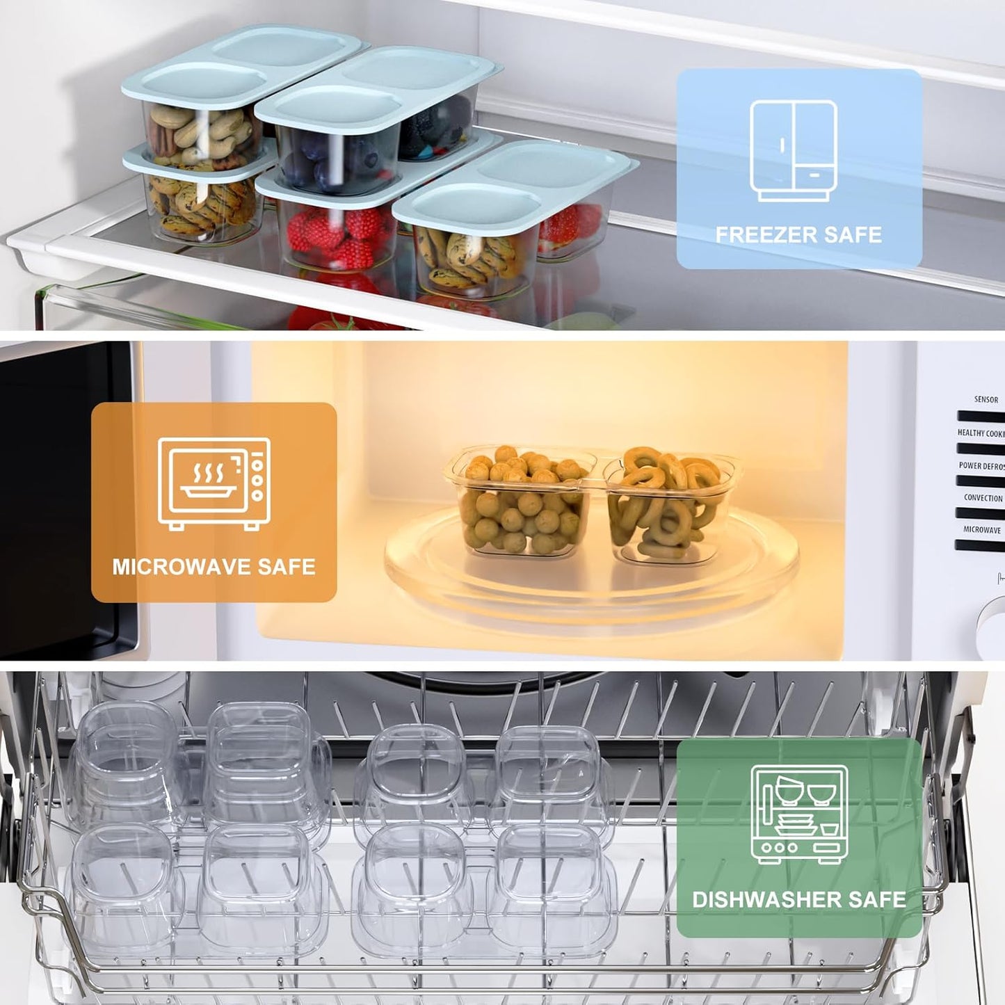 Snack Pack Containers for Kids, 5 Pack Reusable Snack Containers with Lids, 2 Compartment Small Bento Snack Box, BPA-Free, Lunchbox Accessories for Travel