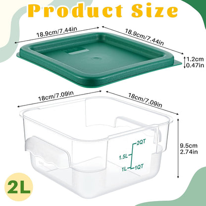 Ziliny 1 Pcs 4 Qt Clear Square Dough Proofing Container with Lid, Red