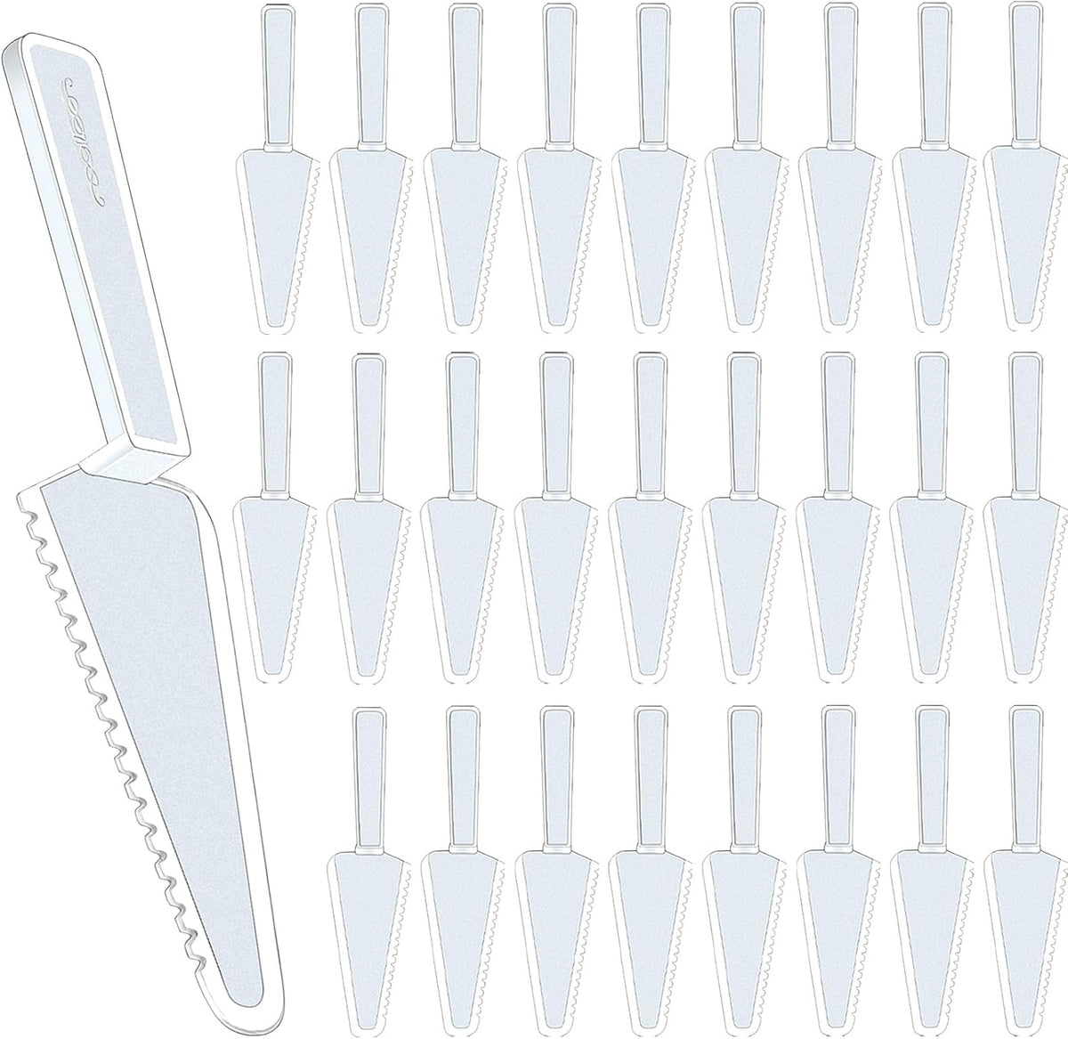 TINSKY 50Pcs Disposable Plastic Cake Cutter, Clear Cake Knife & Pie Server