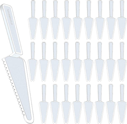 TINSKY 50Pcs Disposable Plastic Cake Cutter, Clear Cake Knife & Pie Server