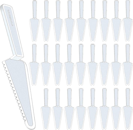 TINSKY 50Pcs Disposable Plastic Cake Cutter, Clear Cake Knife & Pie Server